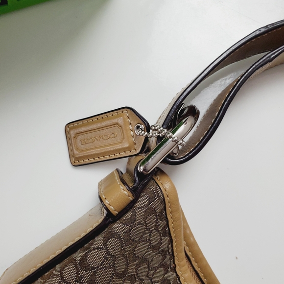 COACH East-West Jacquard Signature Suede Shoulder Bag Hobo Purse F11395 Handbag - Picture 10 of 16